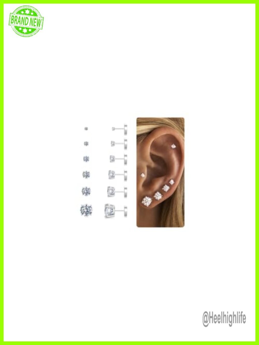 6 Pairs Hypoallergenic 14k Gold Plated Flat Back Stud Earrings Set for Women